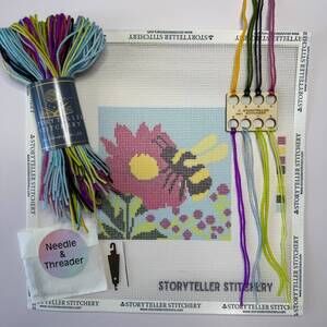 NEW STORYTELLER STITCHERY bee & bloom modern needlepoint kit in multi